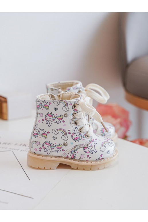 Kids' Lined Zip-Up Boots Beige Dolida