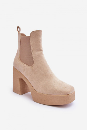 Leather Boots On Massive Heel Beige Sunilda 2