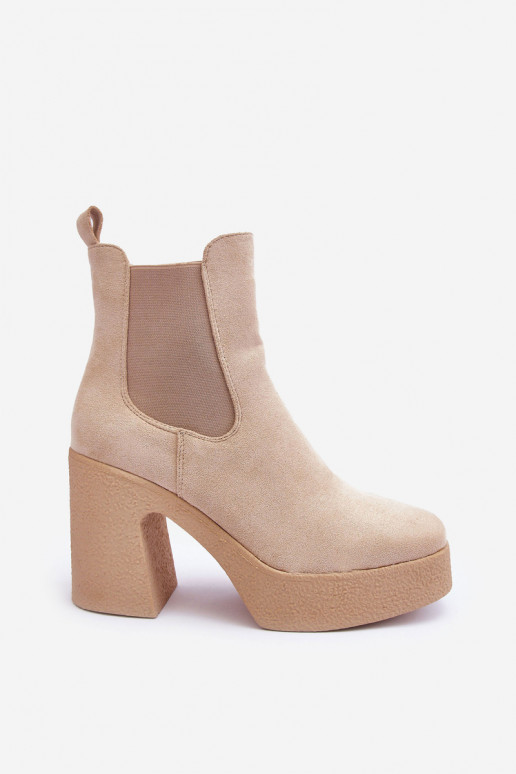 Leather Boots On Massive Heel Beige Sunilda Leather Boots On Massive Heel Beige Sunilda