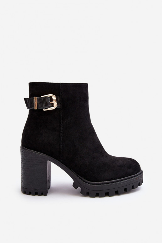 Women's Suede Ankle Boots With Ornament Black Menoria Women's Suede Ankle Boots With Ornament Black Menoria
