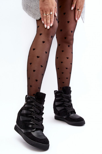 Leather Boots With Wedge Laces Black Amria 2