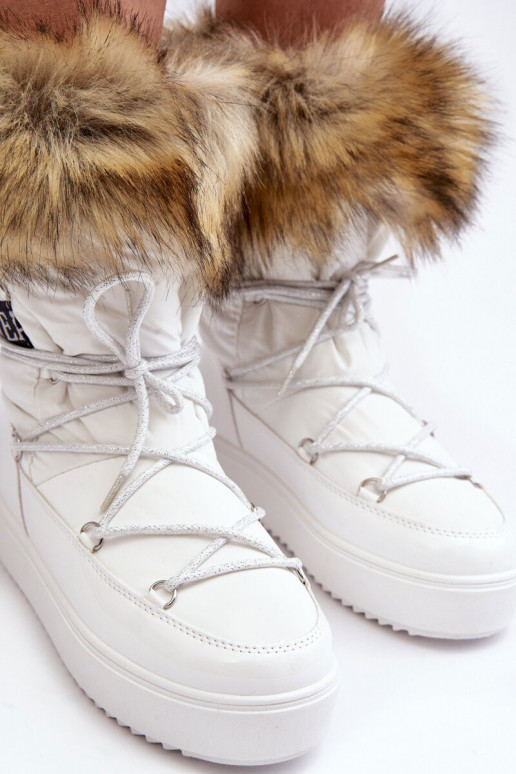 Women's Laced Snow Boots White Santero Women's Laced Snow Boots White Santero