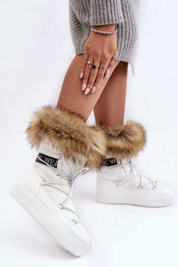 Women's Laced Snow Boots White Santero 2
