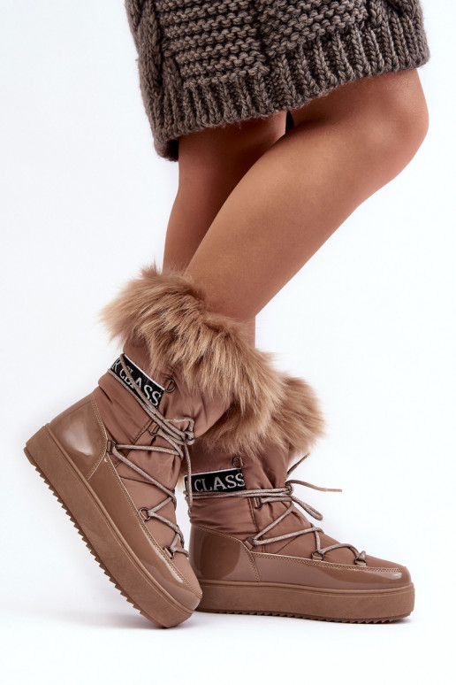 Women's Lace-up Dark Beige Snow Boots Santero Women's Lace-up Dark Beige Snow Boots Santero