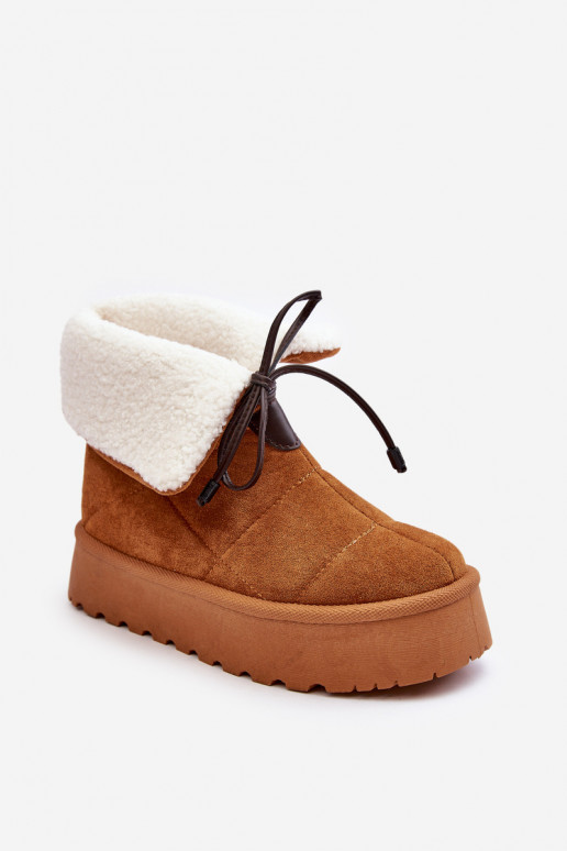 Women's Platform Snow Boots with Fur Camel Olimuka Women's Platform Snow Boots with Fur Camel Olimuka