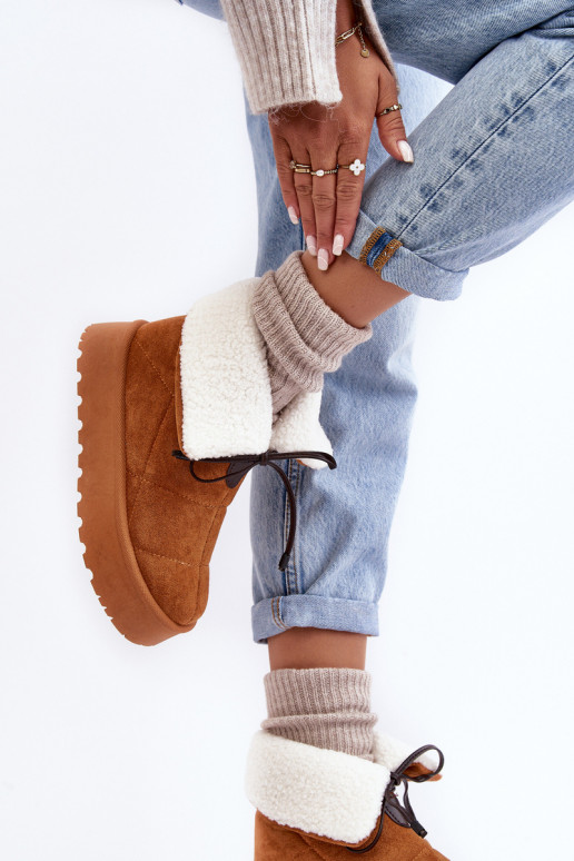 Women's Platform Snow Boots with Fur Camel Olimuka Women's Platform Snow Boots with Fur Camel Olimuka