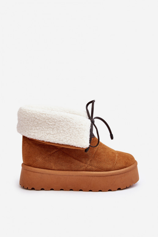Women's Platform Snow Boots with Fur Camel Olimuka Women's Platform Snow Boots with Fur Camel Olimuka