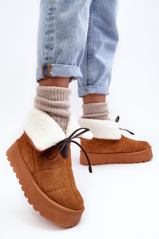 Women's Platform Snow Boots with Fur Camel Olimuka Women's Platform Snow Boots with Fur Camel Olimuka