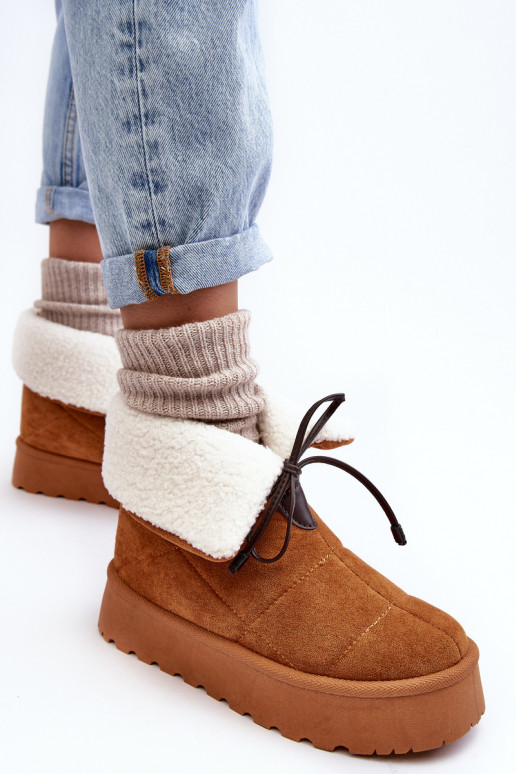 Women's Platform Snow Boots with Fur Camel Olimuka Women's Platform Snow Boots with Fur Camel Olimuka