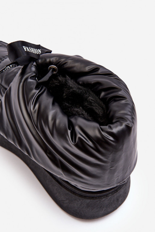 Women's Snow Boots with Ornamental Lacing Black Siracna Women's Snow Boots with Ornamental Lacing Black Siracna