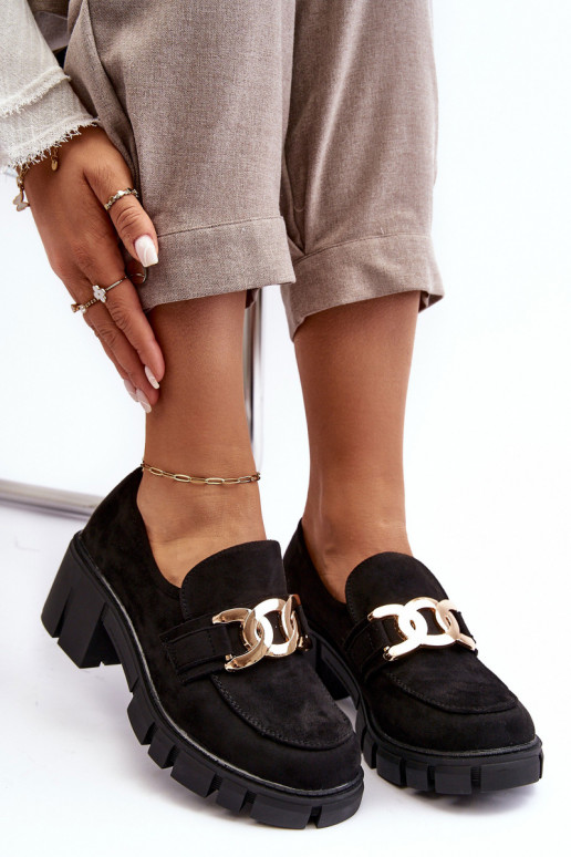 Women's Suede Half-Boots with Decoration Black Rullenes