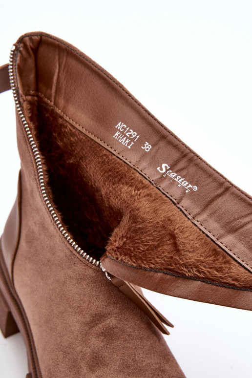 Women's Fashionable Suede Boots With Zip Dark Beige Kandell Women's Fashionable Suede Boots With Zip Dark Beige Kandell