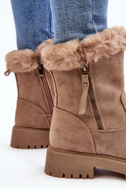 Women's Suede Boots with Fur Beige Hasiva Women's Suede Boots with Fur Beige Hasiva