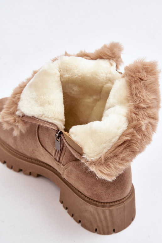 Women's Suede Boots with Fur Beige Hasiva Women's Suede Boots with Fur Beige Hasiva