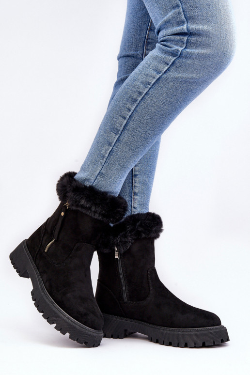 Women's Suede Boots With Fur Black Hasiva Women's Suede Boots With Fur Black Hasiva