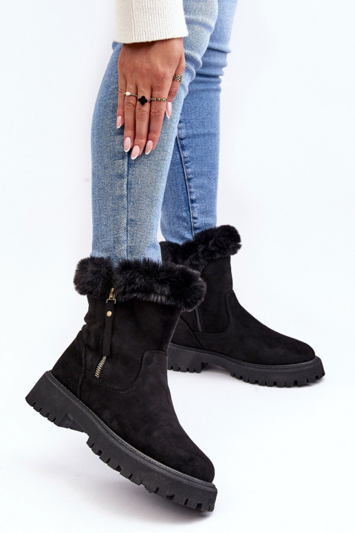 Women's Suede Boots With Fur Black Hasiva Women's Suede Boots With Fur Black Hasiva