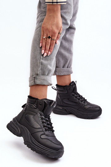 Women's Quilted Lace-Up Sport Shoes Black Dejana 2