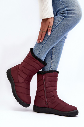 Women's High Padded Snow Boots Burgundy Luxina 2