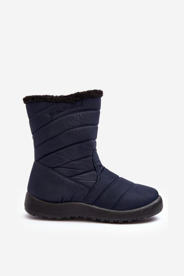 Women's High Padded Snow Boots Navy Luxina