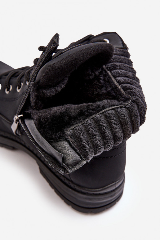 Women's Leather Trapper Boots Lined Black Katalis