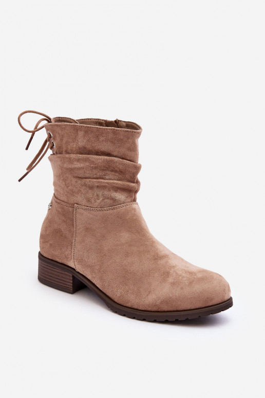 Women's Suede Ankle Boots on Flat Heel Beige Keresa Women's Suede Ankle Boots on Flat Heel Beige Keresa