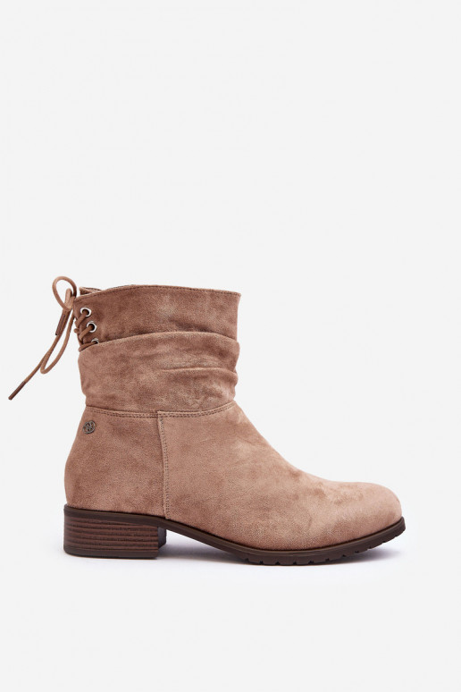 Women's Suede Ankle Boots on Flat Heel Beige Keresa Women's Suede Ankle Boots on Flat Heel Beige Keresa