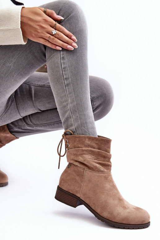 Women's Suede Ankle Boots on Flat Heel Beige Keresa Women's Suede Ankle Boots on Flat Heel Beige Keresa