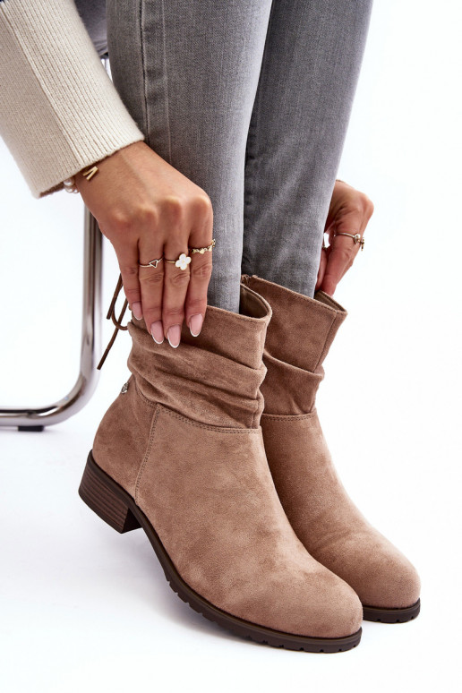 Women's Suede Ankle Boots on Flat Heel Beige Keresa Women's Suede Ankle Boots on Flat Heel Beige Keresa