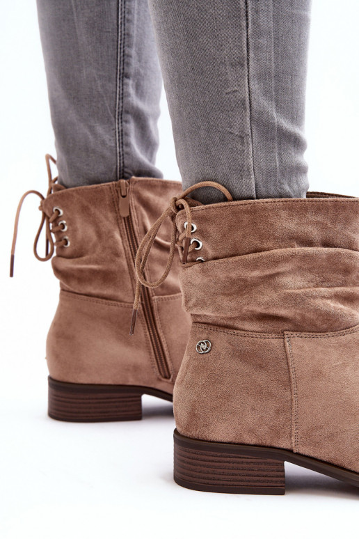 Women's Suede Ankle Boots on Flat Heel Beige Keresa Women's Suede Ankle Boots on Flat Heel Beige Keresa