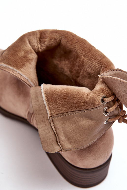 Women's Suede Ankle Boots on Flat Heel Beige Keresa Women's Suede Ankle Boots on Flat Heel Beige Keresa
