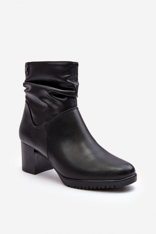 Women's Pleated Boots On Heel Black Liriam Women's Pleated Boots On Heel Black Liriam