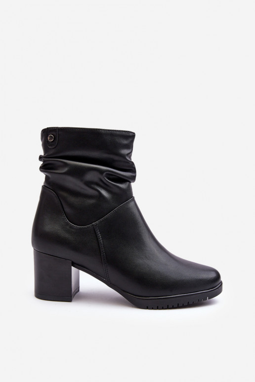 Women's Pleated Boots On Heel Black Liriam Women's Pleated Boots On Heel Black Liriam