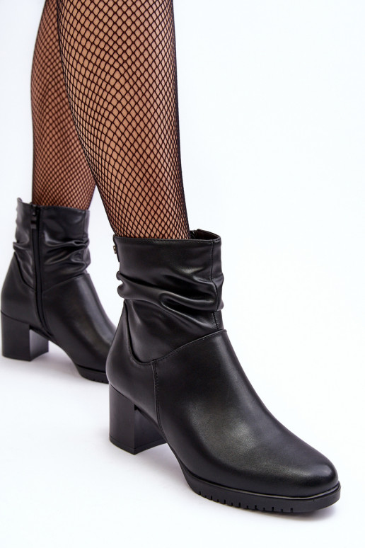Women's Pleated Boots On Heel Black Liriam Women's Pleated Boots On Heel Black Liriam