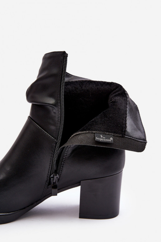 Women's Pleated Boots On Heel Black Liriam Women's Pleated Boots On Heel Black Liriam