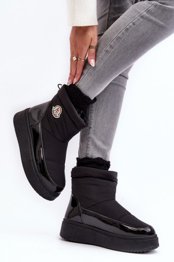 Women's Slip-On Snow Boots On Platform Black Gattea 2