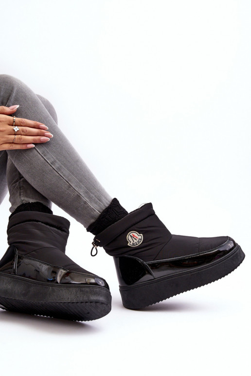 Women's Slip-On Snow Boots On Platform Black Gattea Women's Slip-On Snow Boots On Platform Black Gattea