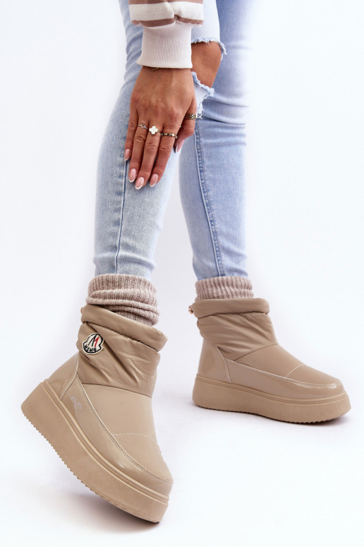 Women's Slip-On Snow Boots Platform Beige Gattea Women's Slip-On Snow Boots Platform Beige Gattea