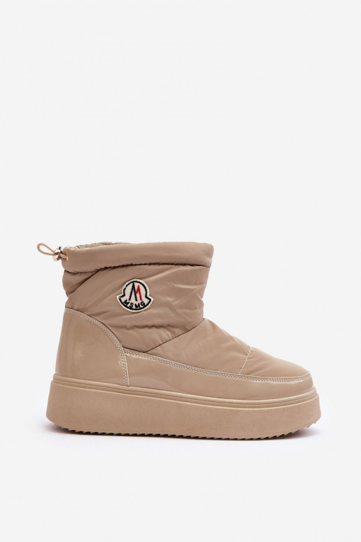 Women's Slip-On Snow Boots Platform Beige Gattea Women's Slip-On Snow Boots Platform Beige Gattea