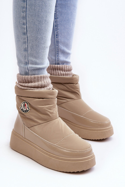 Women's Slip-On Snow Boots Platform Beige Gattea Women's Slip-On Snow Boots Platform Beige Gattea