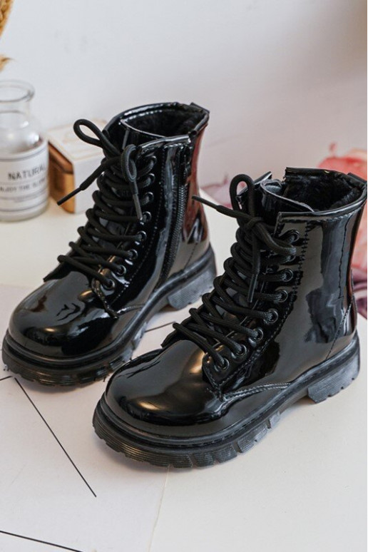 Children's Boots Laquered With Zipper Black Tibbie