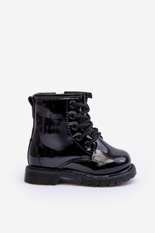 Children's Boots Laquered With Zipper Black Tibbie