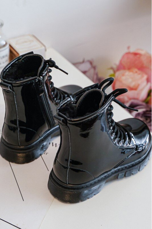 Children's Boots Laquered With Zipper Black Tibbie