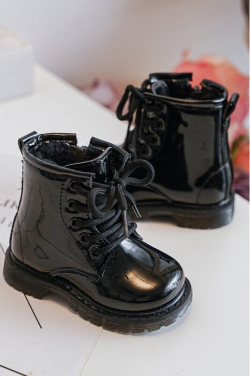 Children's Boots Laquered With Zipper Black Tibbie