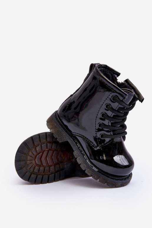 Children's Boots Laquered With Zipper Black Tibbie
