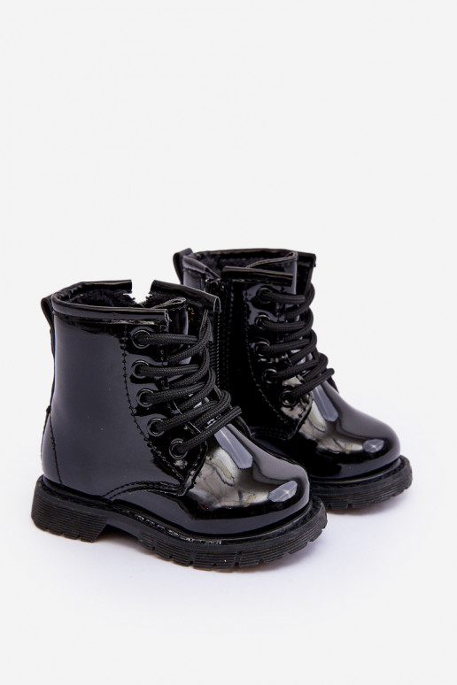 Children's Boots Laquered With Zipper Black Tibbie