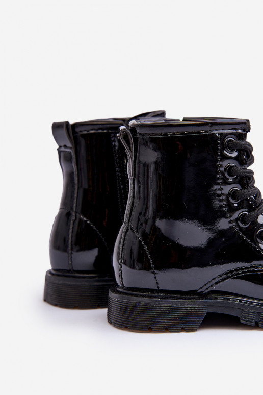 Children's Boots Laquered With Zipper Black Tibbie