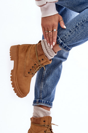 Women's Quilted Trapper Boots Camel Cross Jeans MM2R4011C 2