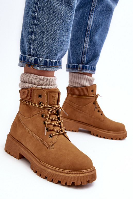 Women's Quilted Trapper Boots Camel Cross Jeans MM2R4011C Women's Quilted Trapper Boots Camel Cross Jeans MM2R4011C