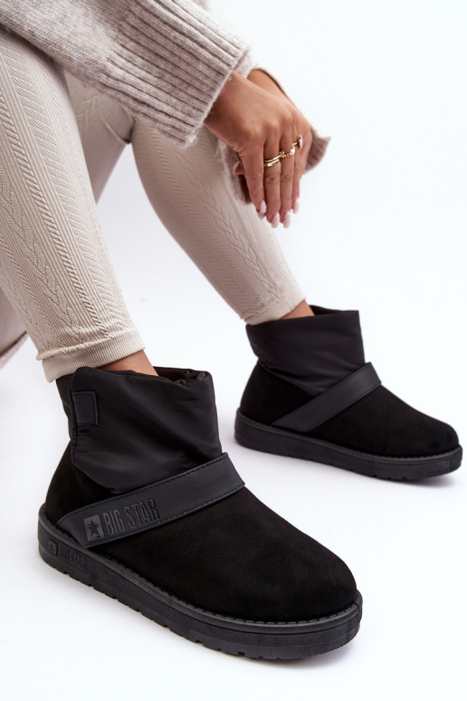 Black Fleece-Lined Platform Snow Boots Big Star MM274151 Black Fleece-Lined Platform Snow Boots Big Star MM274151