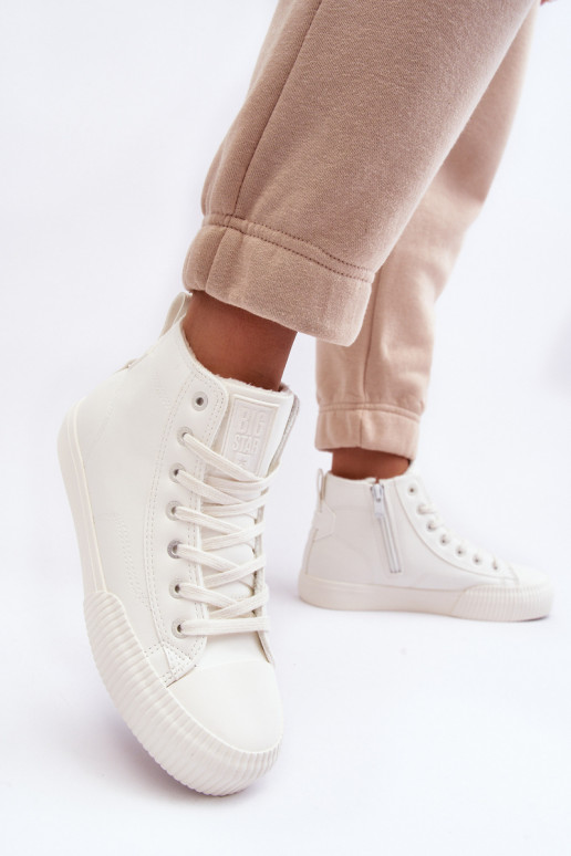 Women's Zip-Up Padded Sneakers White Big Star MM274017 Women's Zip-Up Padded Sneakers White Big Star MM274017